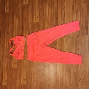 GUC Free People 2 piece workout wear in coral color-bottoms large, top medium.